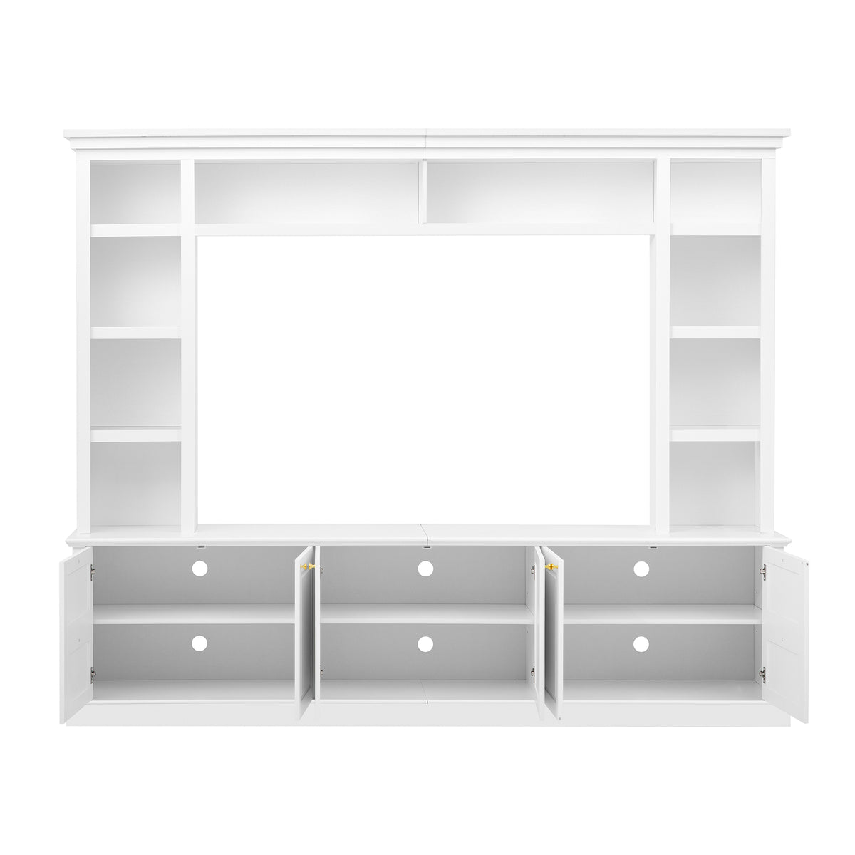 White Modern TV Stand with Bookcase for TVs up to 65 inch - Elirian