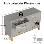 Gray 6-Drawer Double Dresser with Metal Handles and Solid Wood Legs - Elirian