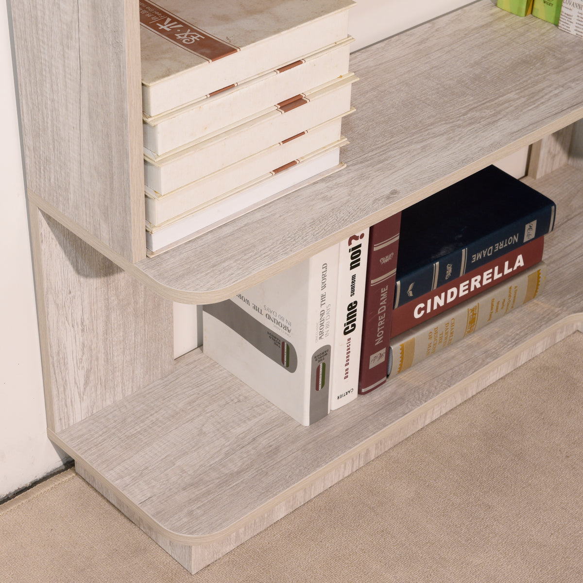 Light Gray Freestanding Corner Bookshelf with Anti-Tip Safety Design - Elirian