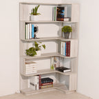 Light Gray Freestanding Corner Bookshelf with Anti-Tip Safety Design - Elirian