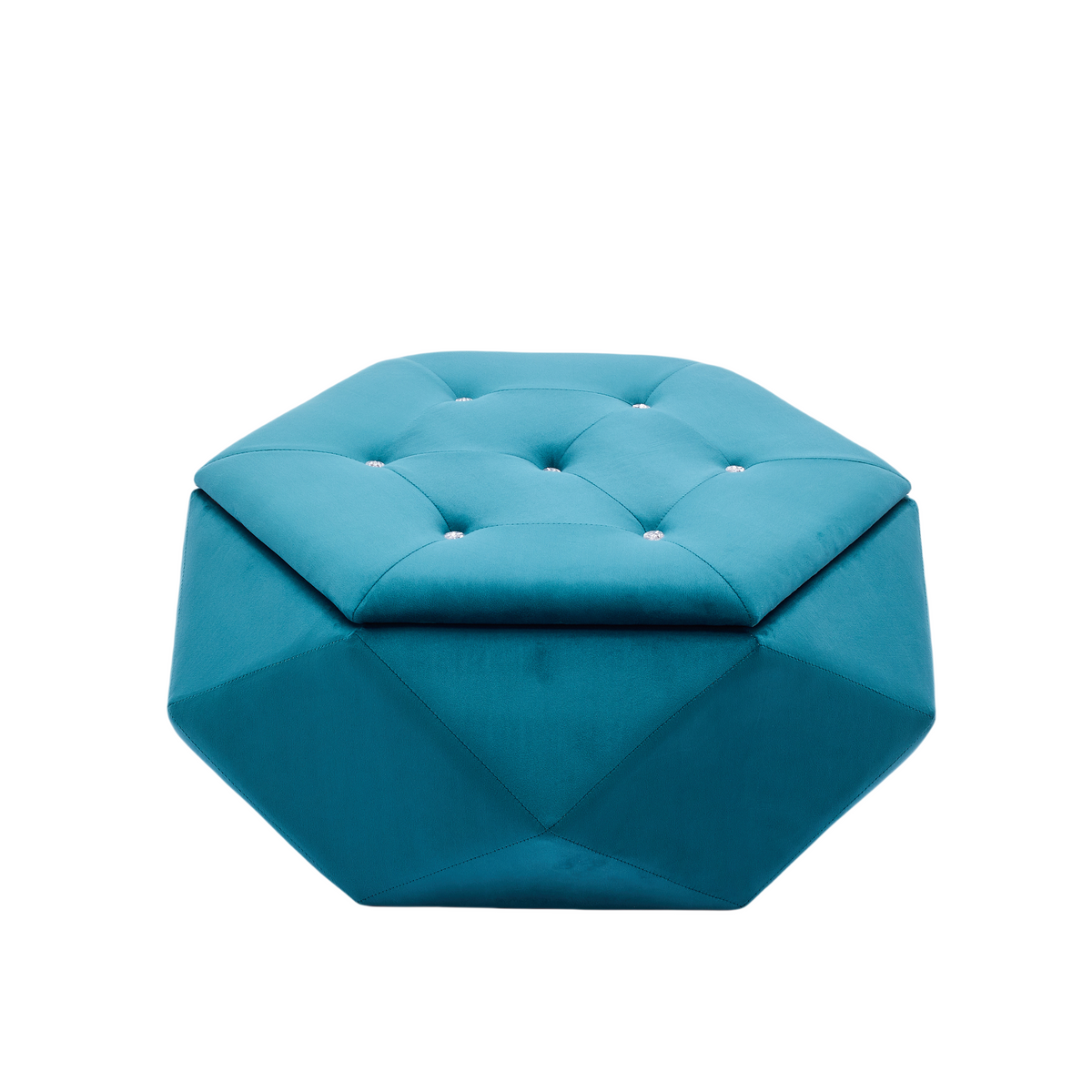 Velvet Diamond Tufted Storage Ottoman, Blue - Elirian