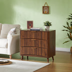 Fluted Walnut 3-Drawer Dresser, Set of 2 - Elirian