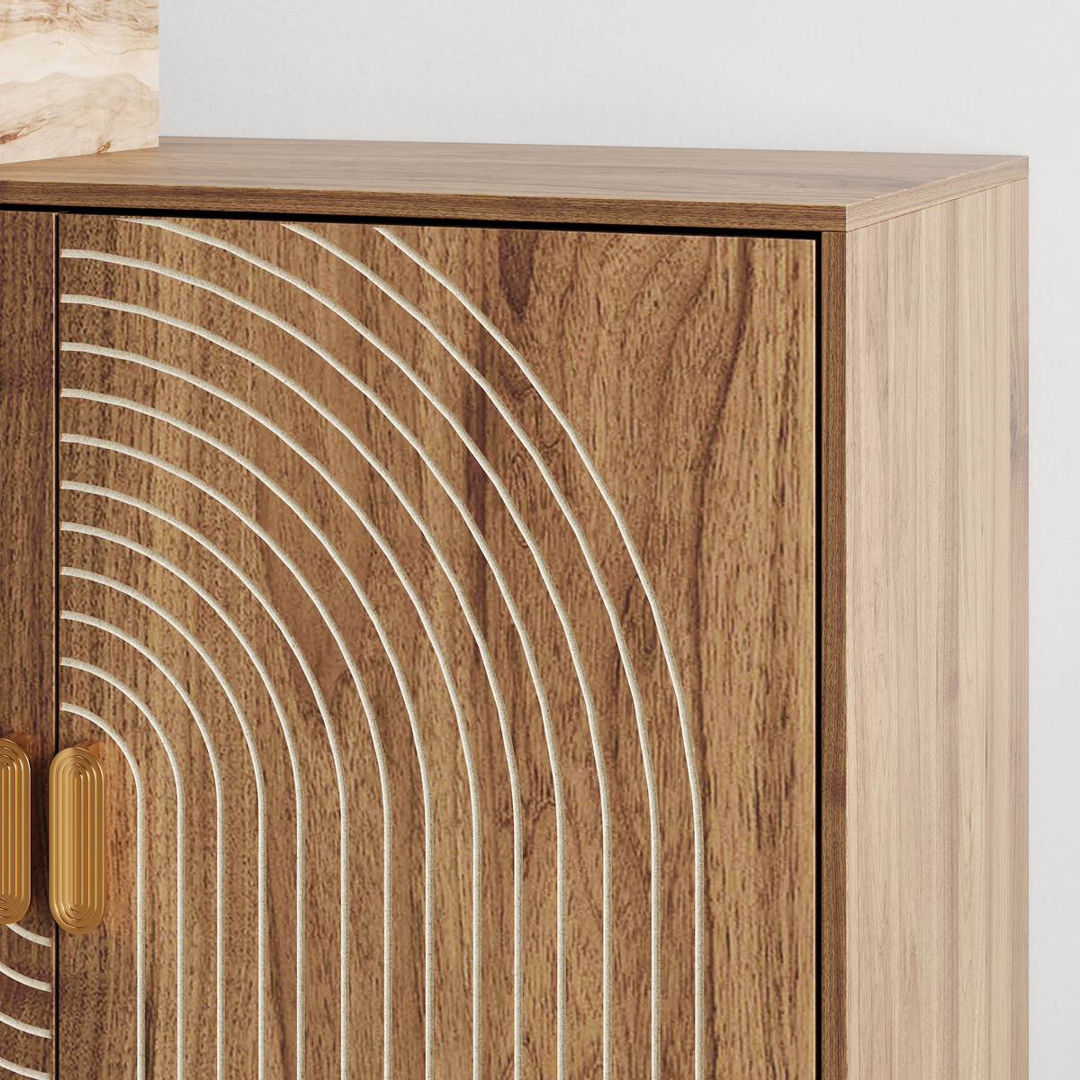 62.6-Inch Walnut Sideboard with Grooved 4-Door Storage - Elirian