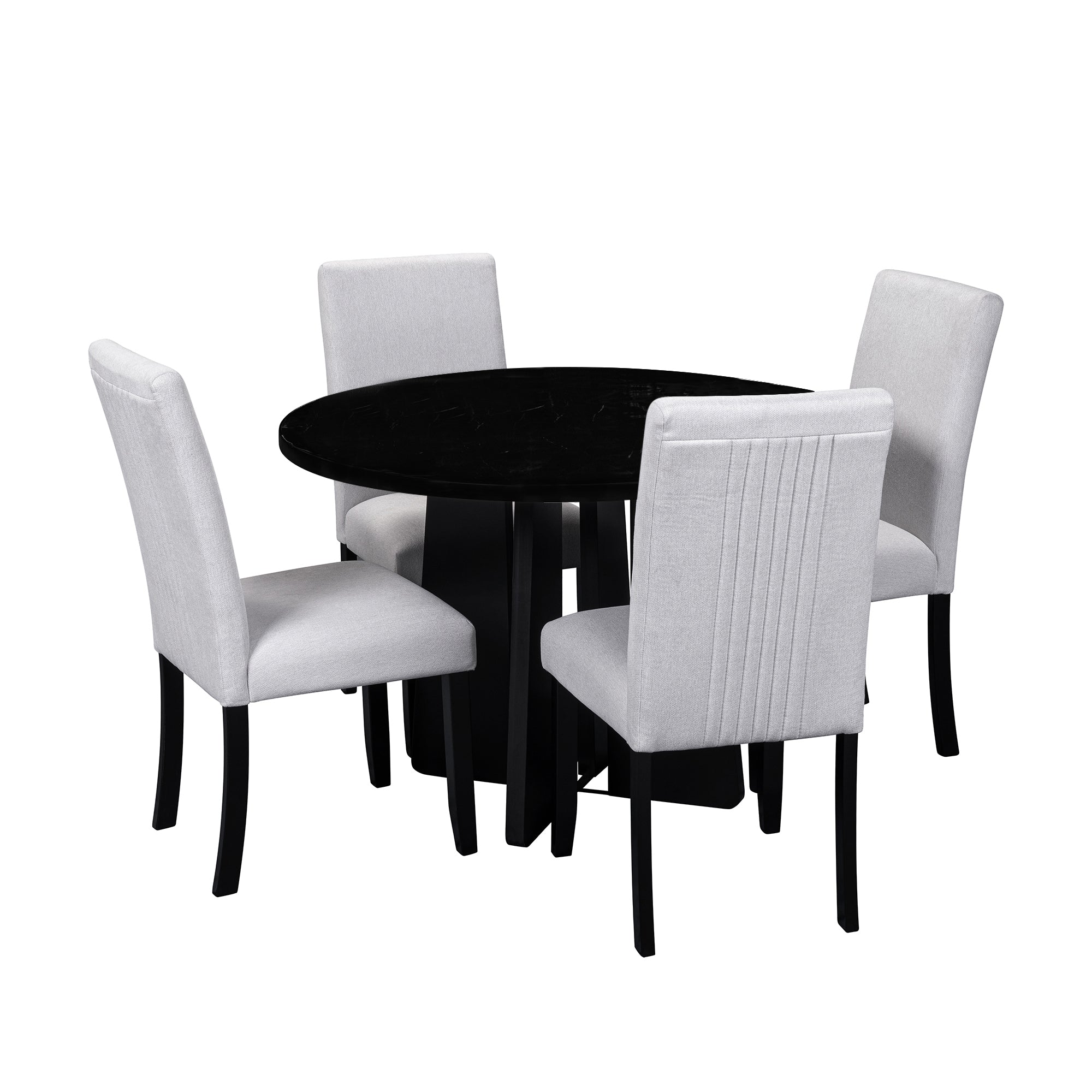 5-Piece Round Dining Set with Upholstered Chairs, 43-Inch Table - Elirian